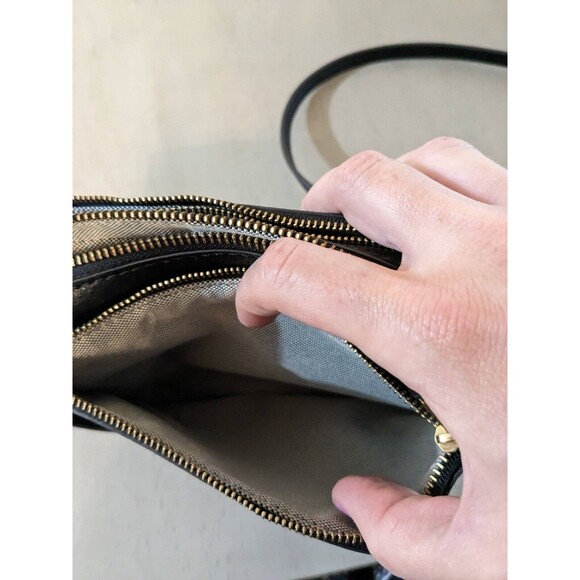 FOSSIL Campbell Crossbody Black Stripe Purse Adjustable Strap - Picture 9 of 12